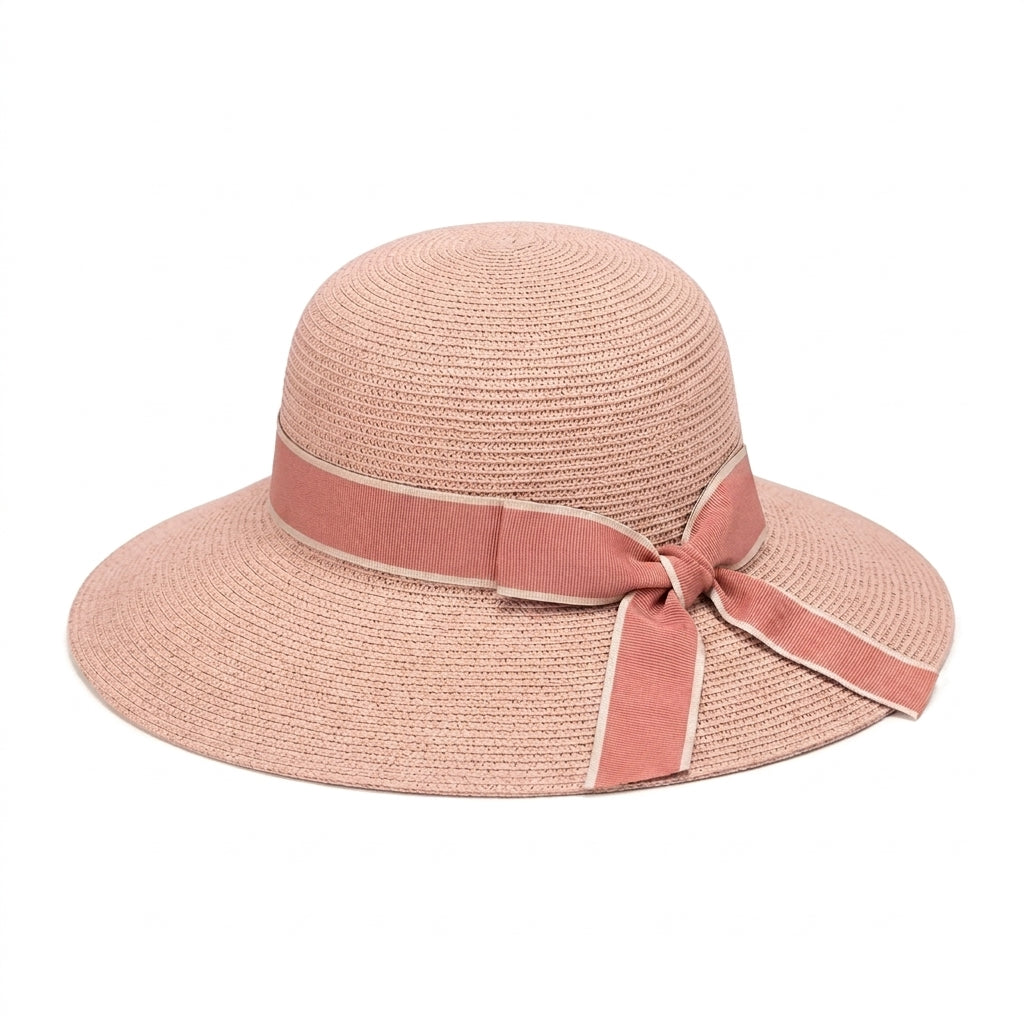 Elnpvieh™ Kensington Ribbon Wide-Brim Sun Hat – Women's Packable Resort Hat, British-Inspired Summer Fedora