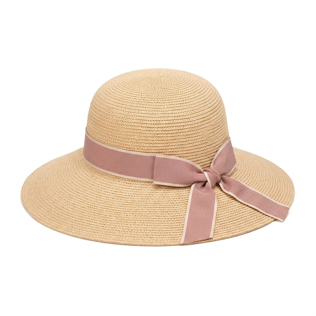 Elnpvieh™ Kensington Ribbon Wide-Brim Sun Hat – Women's Packable Resort Hat, British-Inspired Summer Fedora