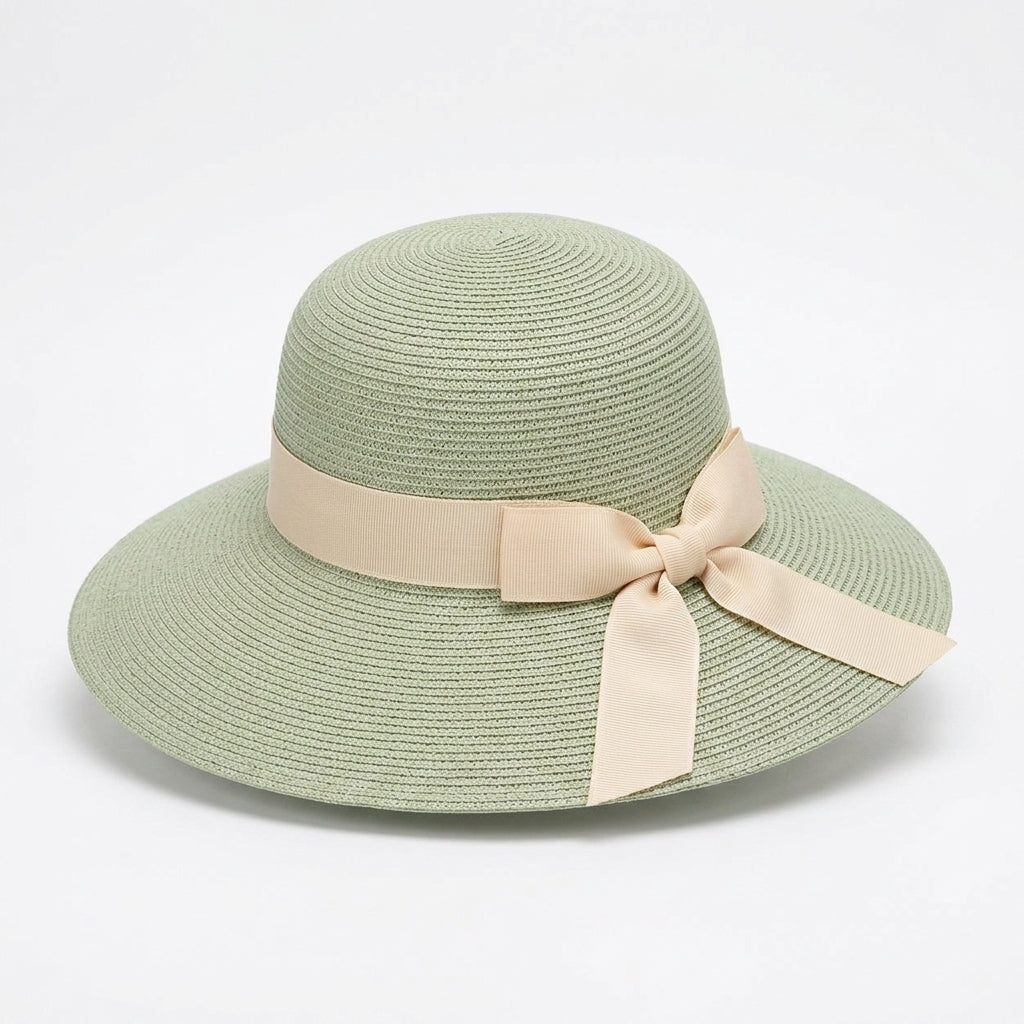 Elnpvieh™ Kensington Ribbon Wide-Brim Sun Hat – Women's Packable Resort Hat, British-Inspired Summer Fedora