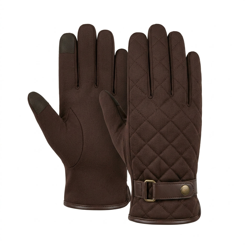 Elnpvieh™ Windsor Quilted Gloves – Women's Diamond-Stitch Winter Gloves with Buckle Cuff & Touchscreen Detail
