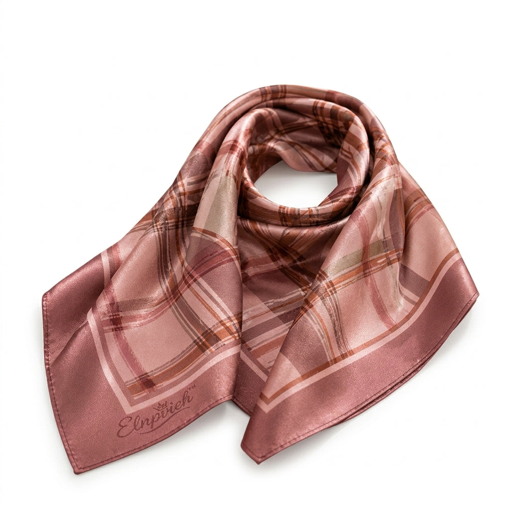 Elnpvieh™ Briar Plaid Recycled-Blend Scarf – 35 in British Check Square Headscarf, Hair & Waist Wrap