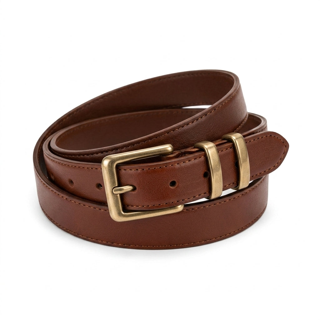 Elnpvieh™ Belgrave Double-Keeper Leather Belt – Women's Vintage Rectangular Buckle Layering & Trouser Belt