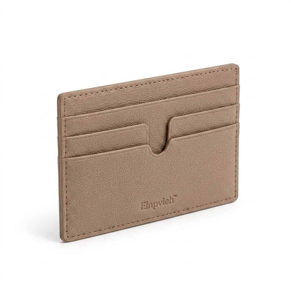 Elnpvieh™ Chelsea Slim Card Holder – Women's Vegan Leather 6-Slot Credit Card Wallet with Center Pocket